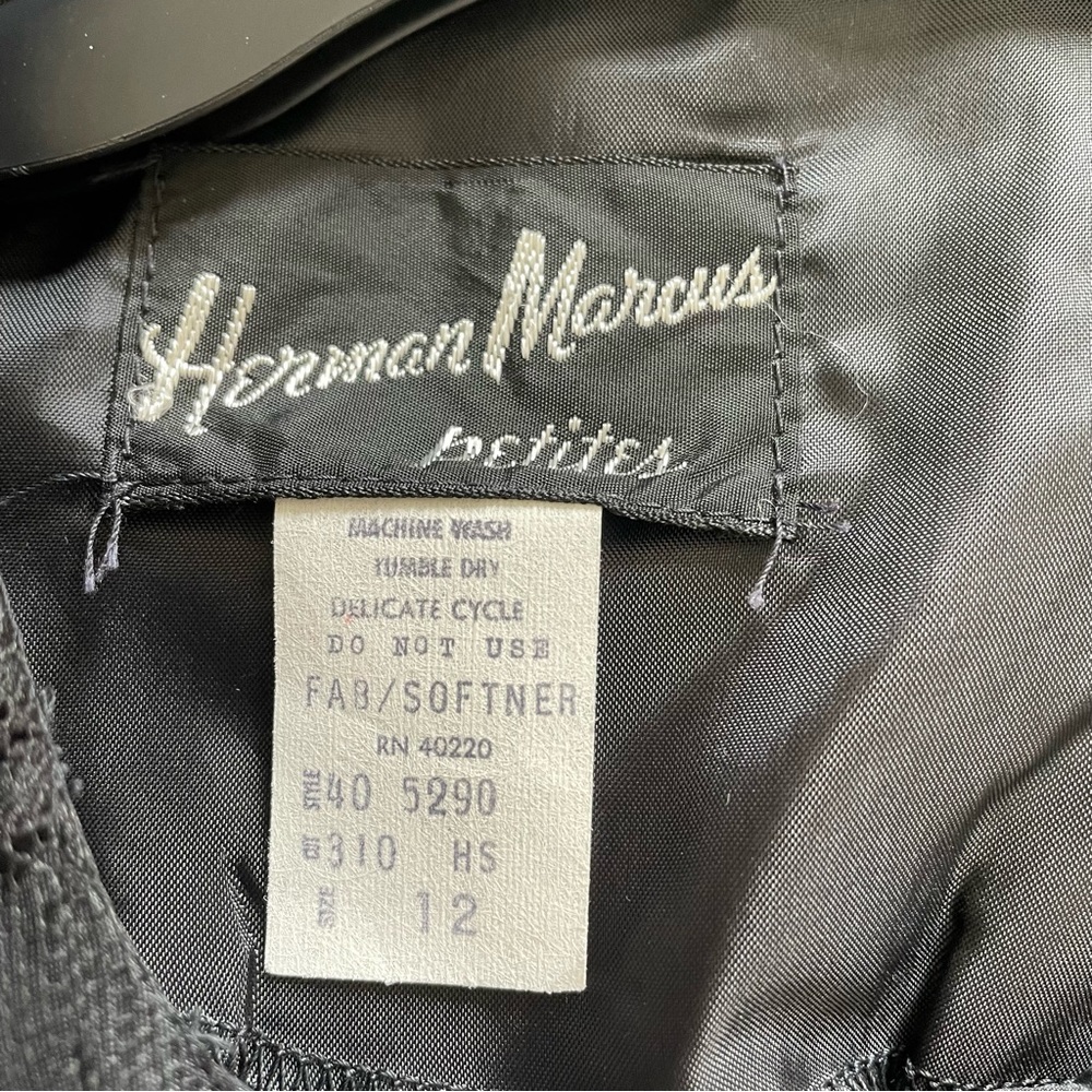 Vintage 70s Sheer Black Dress Size 12 Herman Marcus - Picture 7 of 8